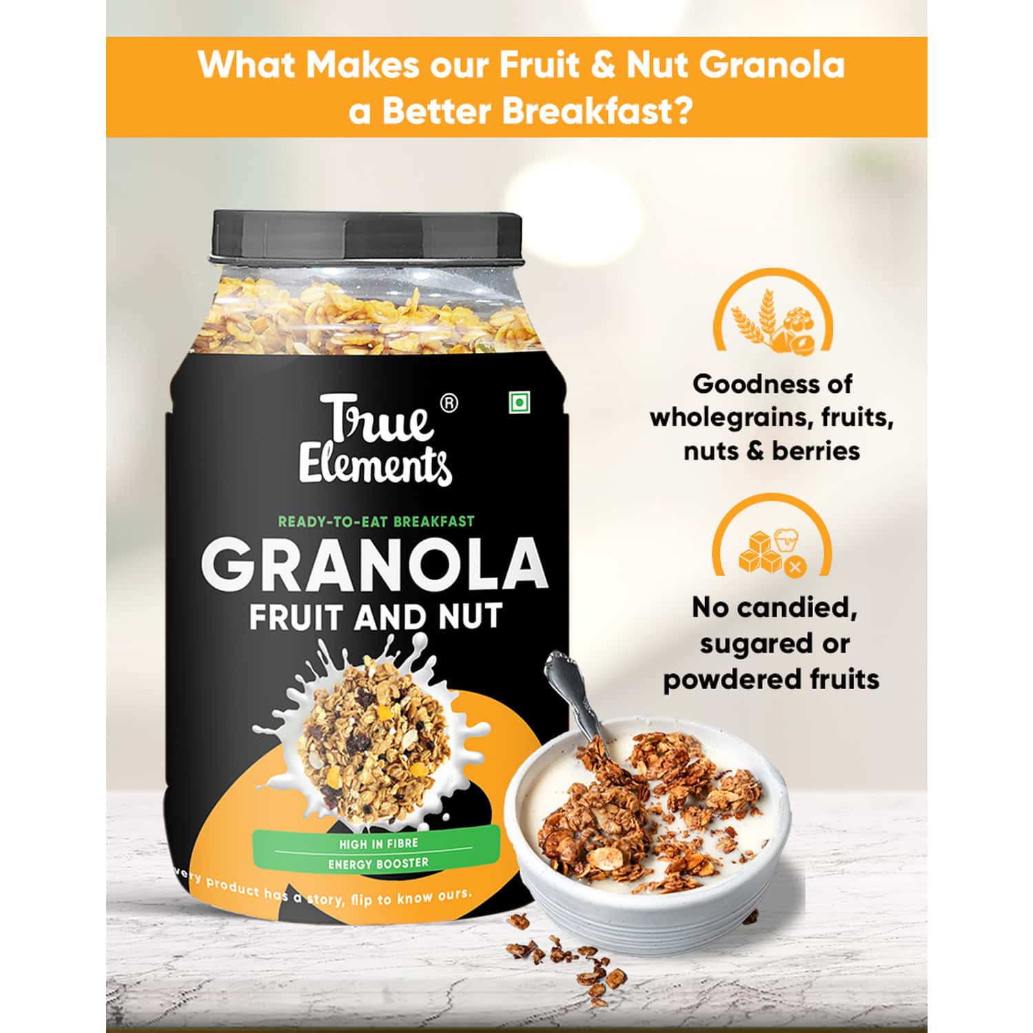 Buy TRUE ELEMENTS FRUIT AND NUT GRANOLA 900GM Online & Get Upto 60 OFF at PharmEasy
