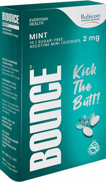 Bounce Nicotine Mini 2Mg Mint Flavour Sugar Free Helps Quit Smoking 10 Lozenges