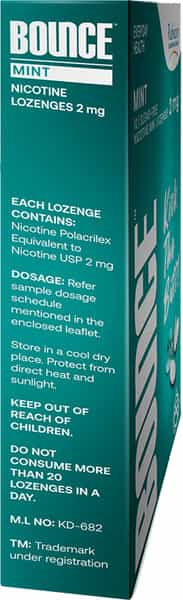 Bounce Nicotine Mini 2Mg Mint Flavour Sugar Free Helps Quit Smoking 10 Lozenges