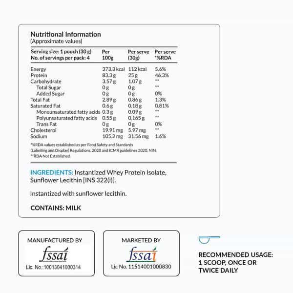 Nutrova Whey Protein Isolate (Unflavoured) - Travel Pack