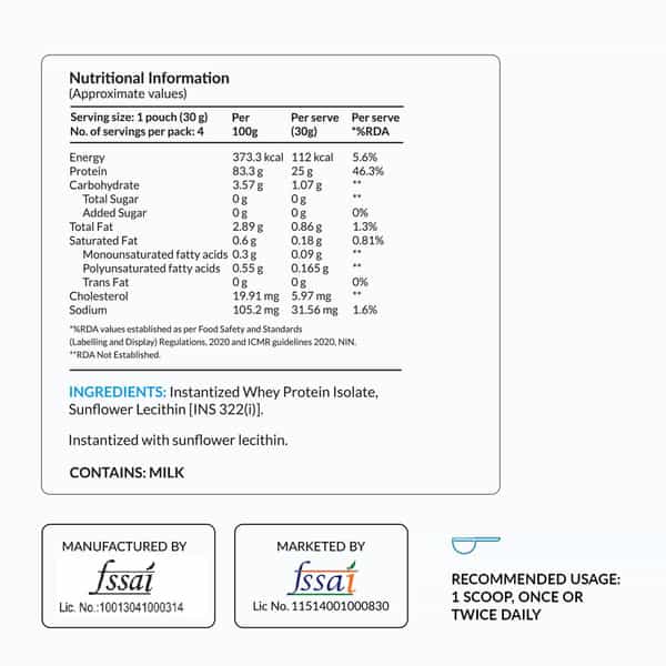 Nutrova Whey Protein Isolate (Unflavoured) - Travel Pack