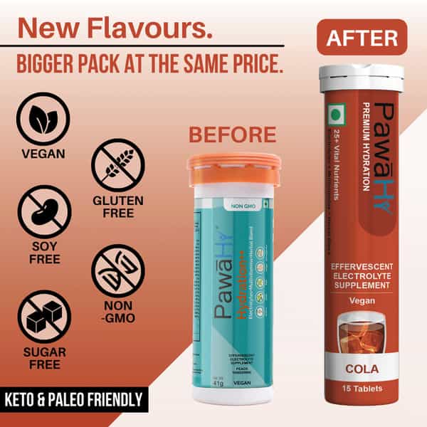 Pawahy Electrolyte Energy Hydration Ashwagandha& Herbs -Pack Of 2 (30 Tablets) -Cola