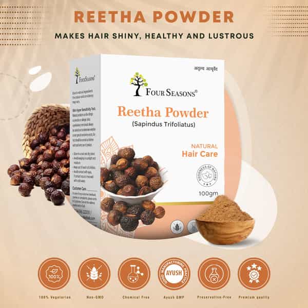 Four Seasons Reetha/Aritha Powder 100G | Hair Care - All Type Of Hair (Pack Of 3)