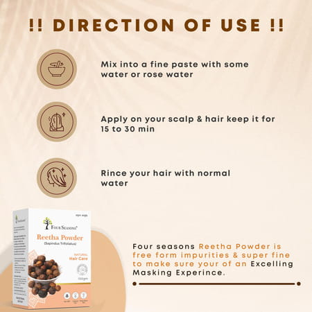 Four Seasons Reetha/Aritha Powder 100g | Hair Care - All Type Of Hair (Pack Of 3)