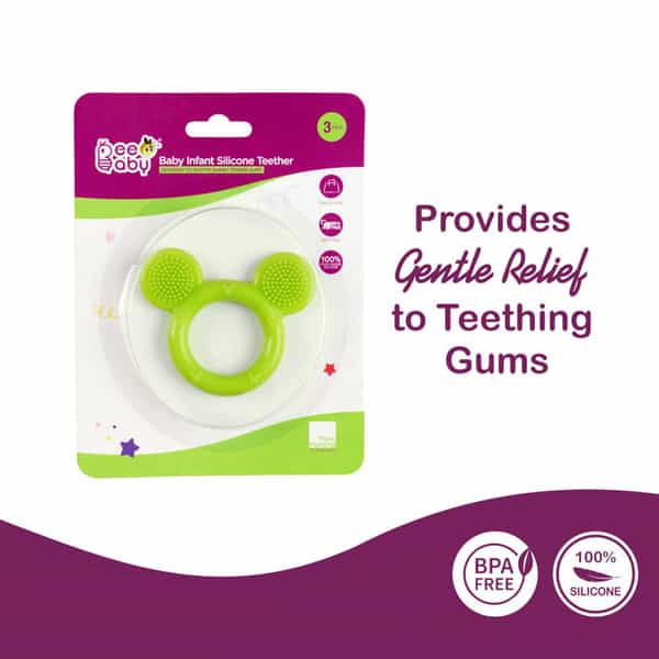 Beebaby Infant Soft Silicone Bristles Teether (100% Bpa Free) (Bristles - Green)