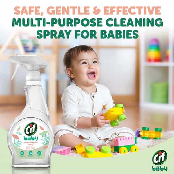 Cif Baby Multi-Purpose Liquid Cleaner Spray 100% Naturally Derived Ingredients 500Ml