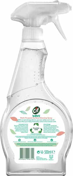 Cif Baby Multi-Purpose Liquid Cleaner Spray 100% Naturally Derived Ingredients 500Ml