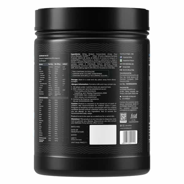 Nutrabay Bioabsorb Whey Protein Powder | Prodifi Blend | 26G Per Scoop | Strawberry - 500G