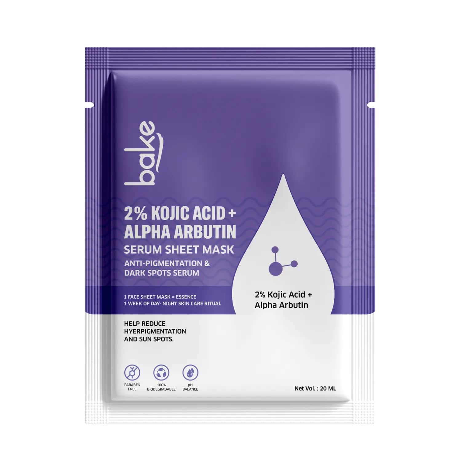 Bake 2% Kojic Acid + Alpha Arbutin Sheet Mask For Bright Skin