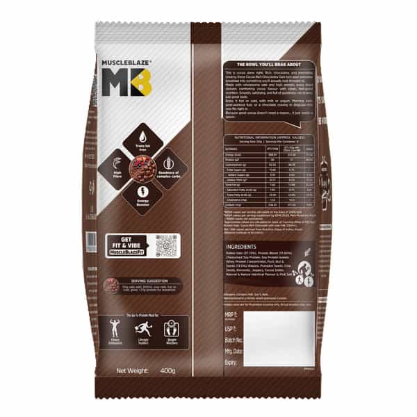 Muscleblaze High Protein Oats (Cocoa Rich Chocolate | 400G) | 26G Protein