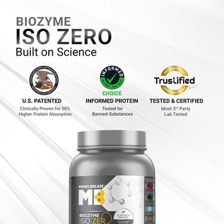 Muscleblaze Biozyme Iso-Zero | Low Carb Whey Protein Isolate (Blue Tokai Cafe Latte | 1kg)