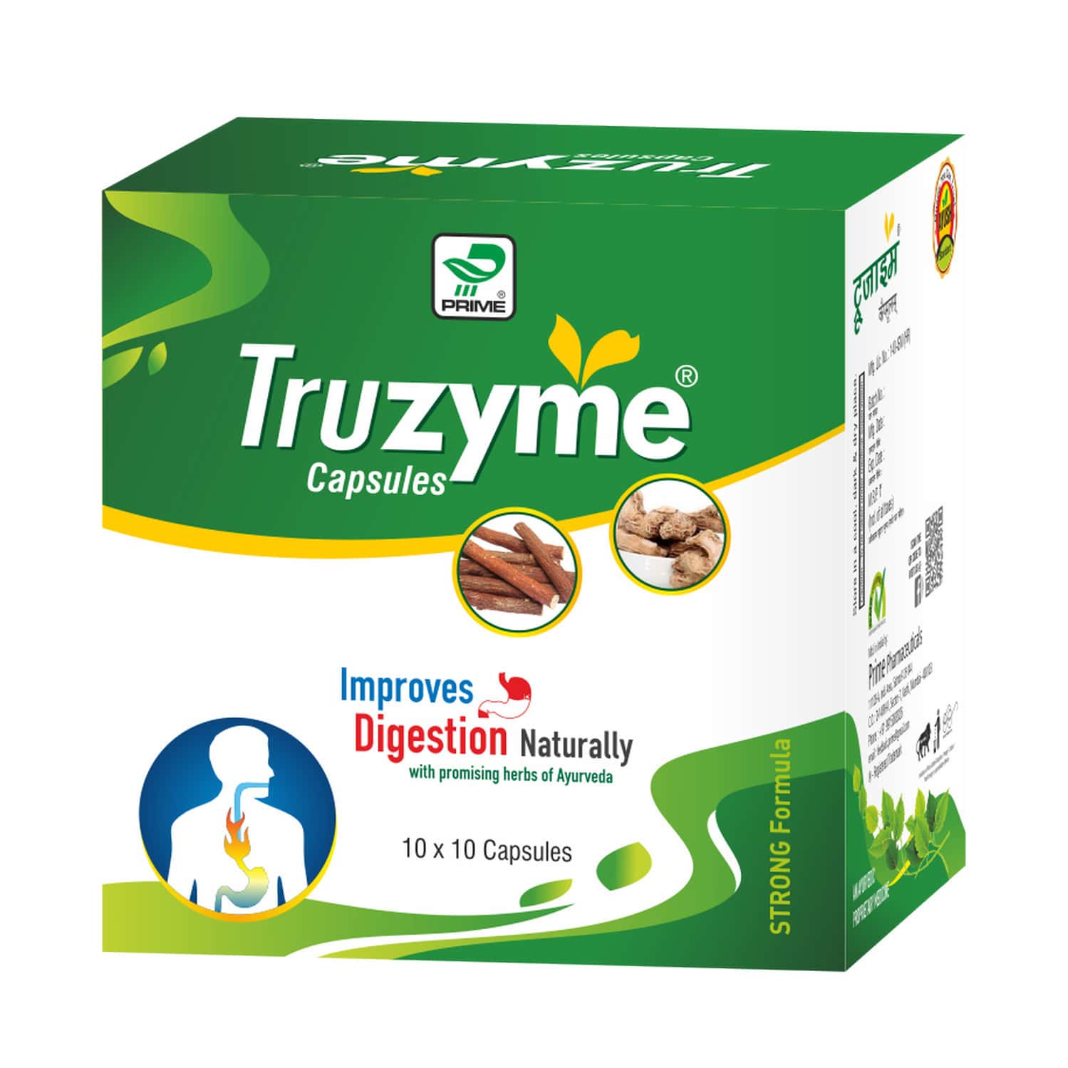 Prime Truzyme Ayurvedic Digestive Enzymes Capsules For Improved Digestion & Appetite - 100n