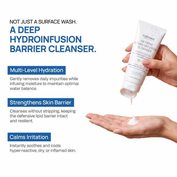 Yuderma Ha Prime Hydro-Infusion Cleanser | With 2X Hydro Boost | Moisturiser Foaming Cleanser |100Ml