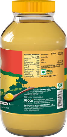 Organic India Cow Ghee - 500 Ml Bottle