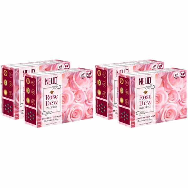 Neud Rose Dew Glycerine Luxury Artisan Handmade Soaps Bar - Pack 4 | 125Gm Each
