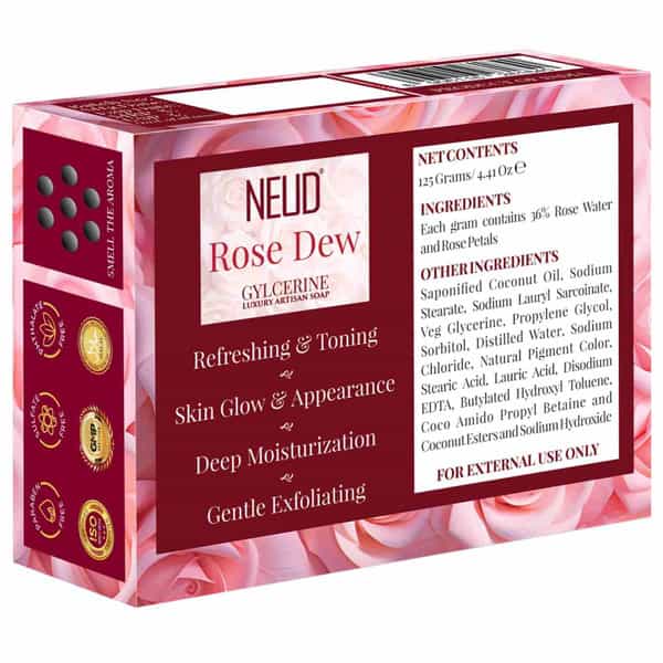 Neud Rose Dew Glycerine Luxury Artisan Handmade Soaps Bar - Pack 4 | 125Gm Each