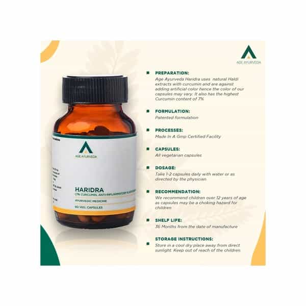 Age Ayurveda Hardira With 7% Curcumin - 60 Veg Capsules (Pack Of 1)
