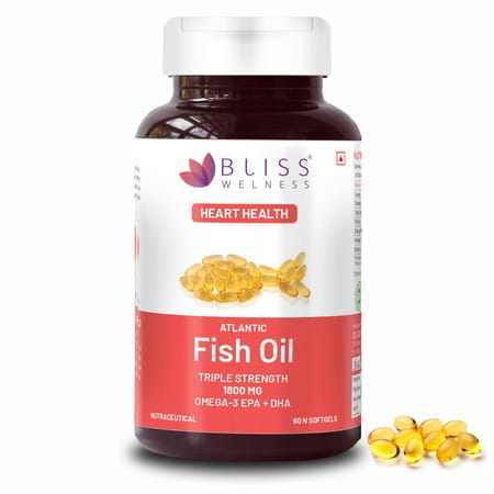 Bliss Welness Omega 369 Fish Oil Triple Strength For Brain Heart Supplement - 60 Softgel Capsules