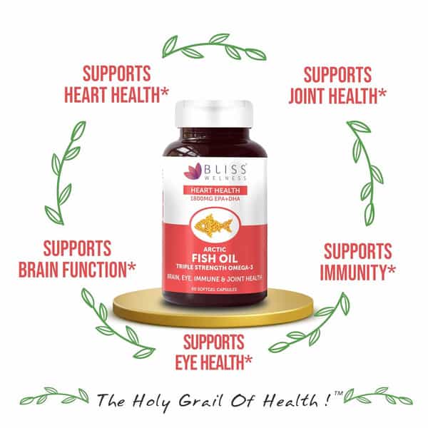 Bliss Welness Omega 369 Fish Oil Triple Strength For Brain Heart Supplement - 60 Softgel Capsules