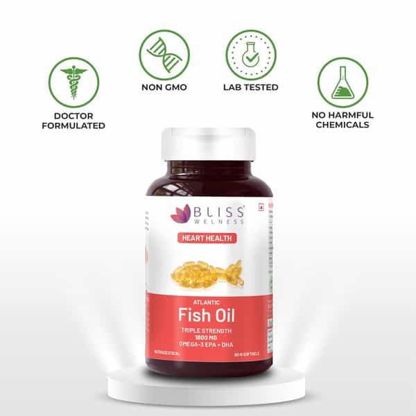 Bliss Welness Omega 369 Fish Oil Triple Strength For Brain Heart Supplement - 60 Softgel Capsules