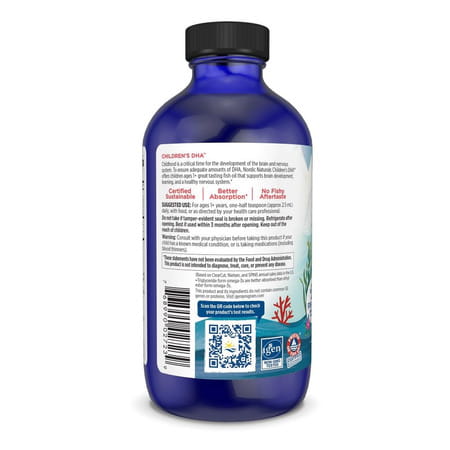 Nordic Naturals Childrens Dha Omega 3 Arctic Cod Liver Oil Fish Oil For Kids 530mg Strawberry 237ml
