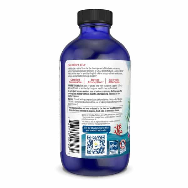 Nordic Naturals Childrens Dha Omega 3 Arctic Cod Liver Oil Fish Oil For Kids 530Mg Strawberry 237Ml