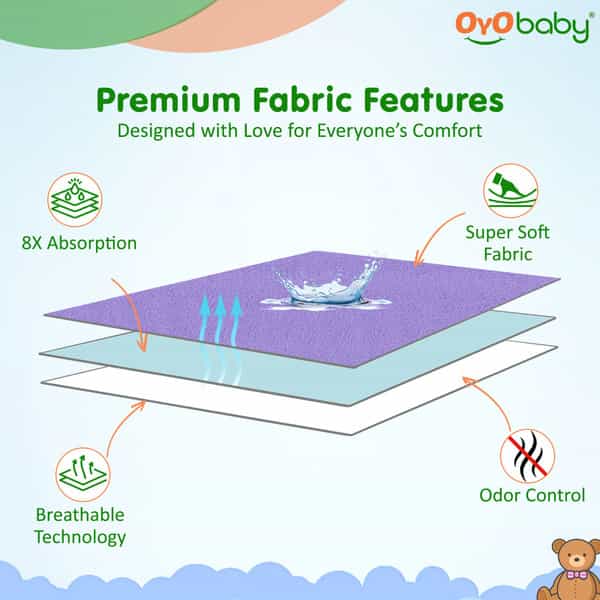 Oyo Baby Waterproof Bed Protector Baby Dry Sheet Small Violet (50 Cm X 70 Cm)