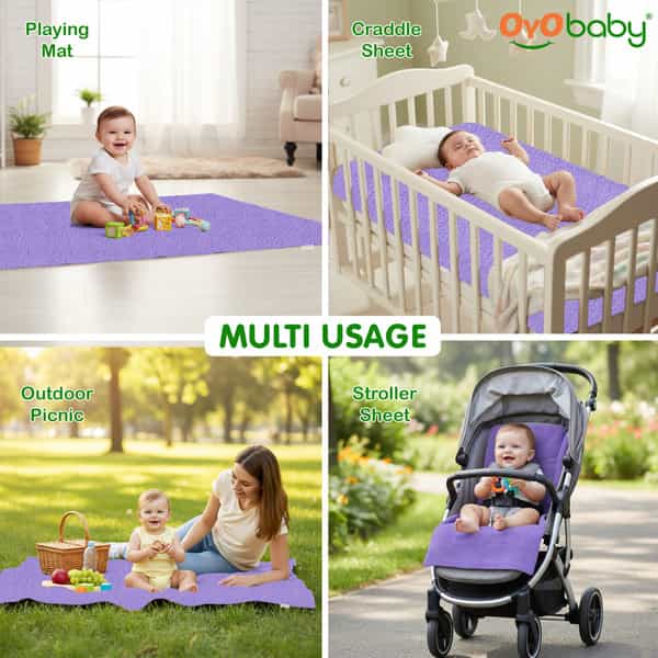 Oyo Baby Waterproof Bed Protector Baby Dry Sheet Small Violet (50 Cm X 70 Cm)
