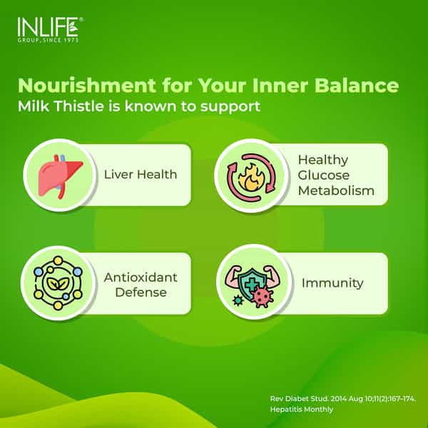 Inlife Milk Thistle 800Mg For Liver Health & Detox Support - 60 Capsules