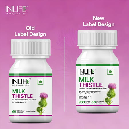Inlife Milk Thistle Extract 800Mg | 80% Silymarin Liver Support Supplement - 60 Veg Capsules
