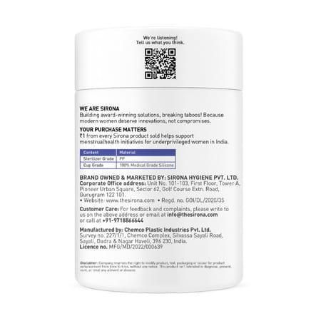 Sirona Pro Super Soft Reusable Fda Approved Menstrual Cup - Large (1 Unit)