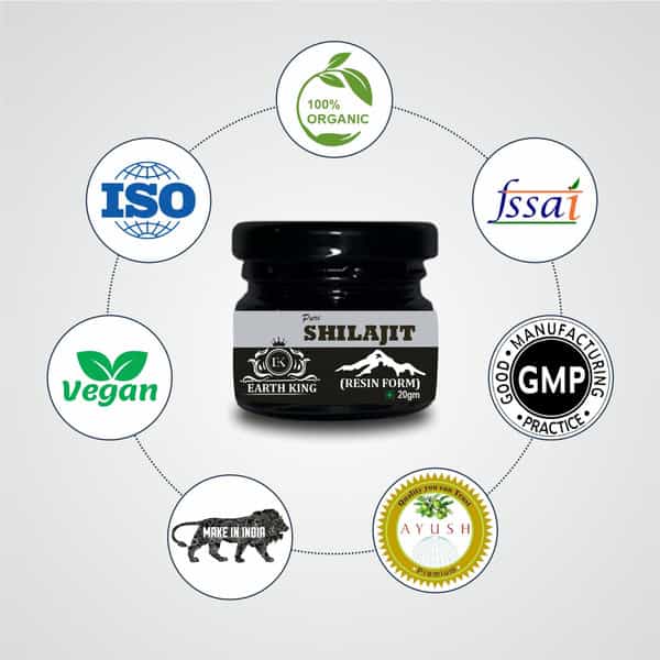 Earth King Pure Ayurvedic Shilajit/Shilajit Resin (Semi Liquid) Supports Vigor & Vitality - 20Gm