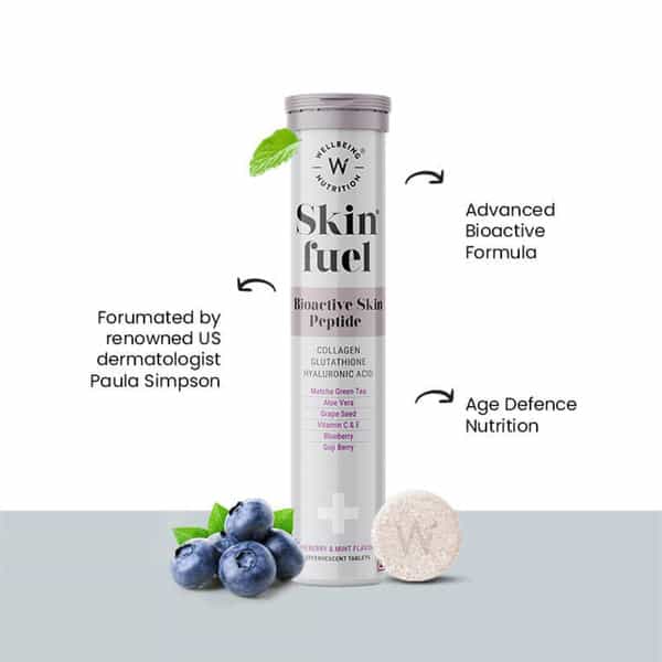 Wellbeing Nutrition Skin Fuel Japanese Collagen | L-Glutathione | Hyaluronic Acid For Skin - 90 Tabs
