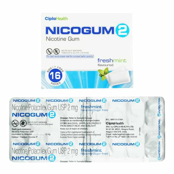 Nicogum 2Mg Freshmint Flavoured Sugar Free Nicotine Gum 16 No's