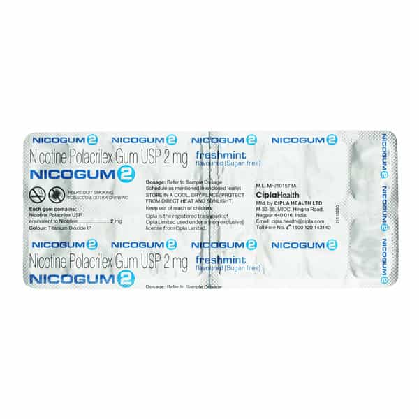 Nicogum 2Mg Freshmint Flavoured Sugar Free Nicotine Gum 16 No's