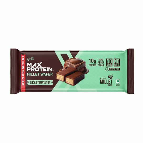 Ritebite Max Protein Millet Wafer Choco Temptation | Protein Bar | 10G Protein | No Maida | 40G