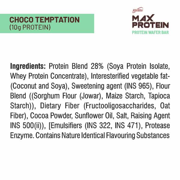 Ritebite Max Protein Millet Wafer Choco Temptation | Protein Bar | 10G Protein | No Maida | 40G
