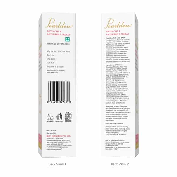 Pearldew Antiacne & Antipimple Cream 25 Gm | Herbs & Zinc Pca | Salicylic Acid (Pack Of 6)