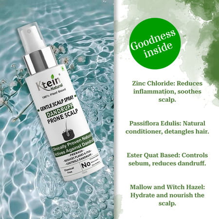Ktein Natural 100% Plant Based Gentle Scalp Dandruff Spray (100Ml)