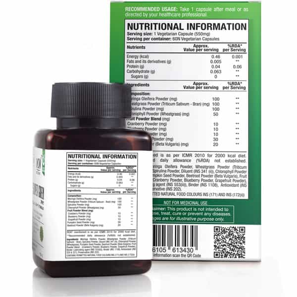 Wow Life Science Super Green Capsules 675 Mg - 60 Veg Capsules