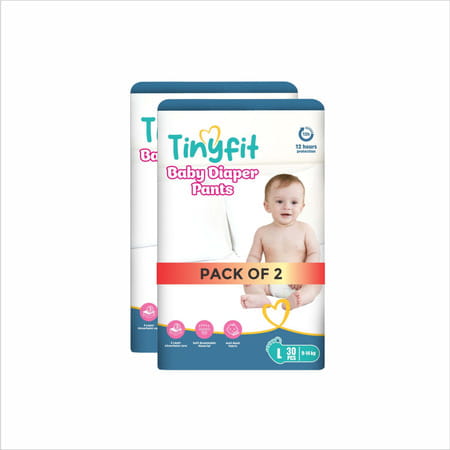 Tinyfit Baby Diaper Pants Large, Bubble Soft Bed, Multi-Layer Absorption Upto 12 Hrs - L (60 Pieces)