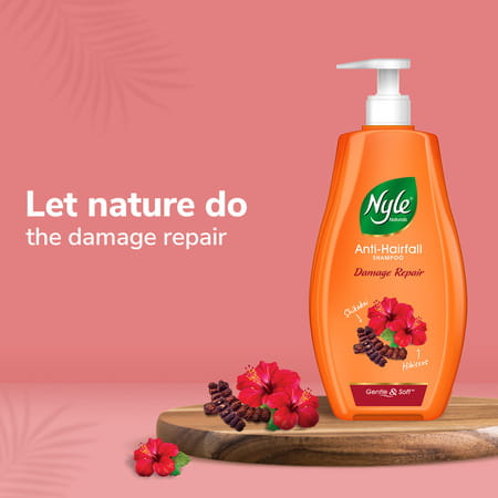 Nyle Naturals Damage Repair Anti Hairfall Shampoo,With Shikakai & Hibiscus,Gentle Shampoo,400ml