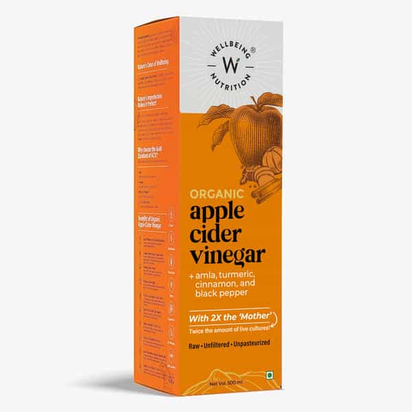 Wellbeing Nutrition Organic Apple Cider Vinegar With 2X The Mother For Metabolism & Detox 500Ml