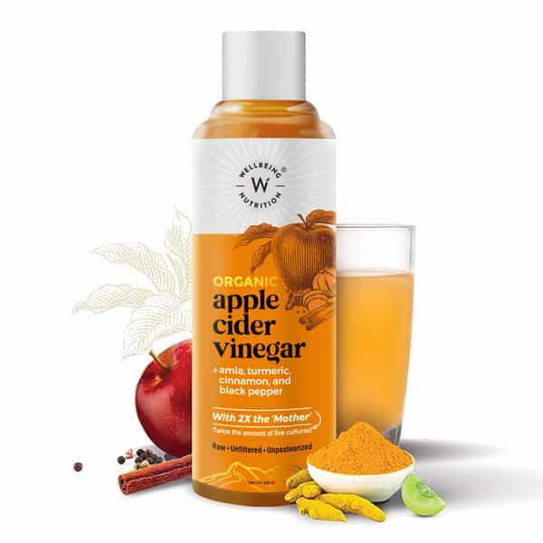 Wellbeing Nutrition Organic Apple Cider Vinegar With 2X The Mother For Metabolism & Detox 500Ml