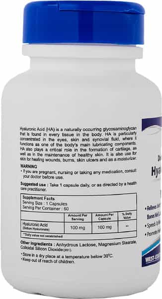 Healthvit Double Strength Hyaluronic Acid 100 Mg 60 Capsules