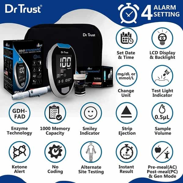 Dr Trust Fully Automatic Glucometer (With 10 Strips)