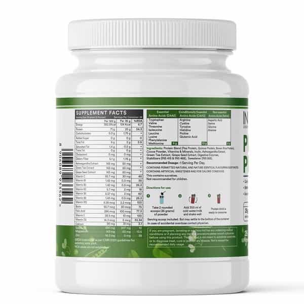 Inlife Plant Protein Powder - Pea | Quinoa & Brown Rice - 25G Protein (Chocolate | 1Kg)