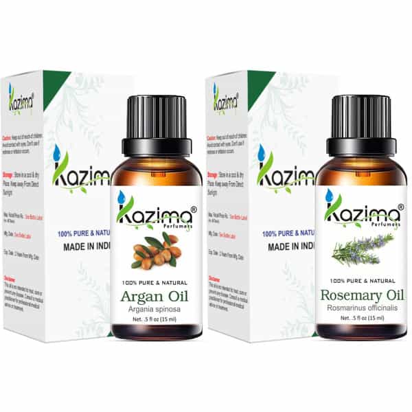 Kazima Combo Of Argan Cold Pressed Carrier Oil And Rosemary Essential Oil ( Each 15Ml ) (15 Ml)