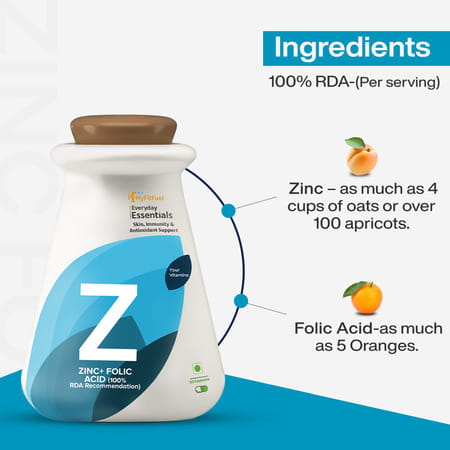 Myfitfuel Zinc + Folic Acid (100% Rda Recommendation) | 90 Capsules