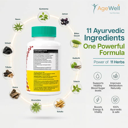 Age Well Sugarcalm Herbal Blood Sugar & Metabolism Support - 30 Veg Capsules